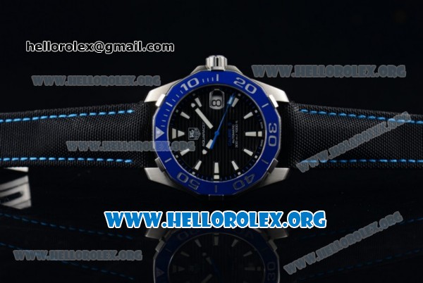 Tag Heuer Aquaracer Calibre 5 Swiss ETA 2824 Automatic Steel Case with Black Dial Black Leather/Nylon Strap - Click Image to Close